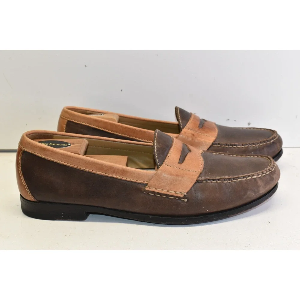 Cole Haan Penny Loafers Brown Mens Size 11 Two Tone‎ Leather Dress Shoes Slip-On